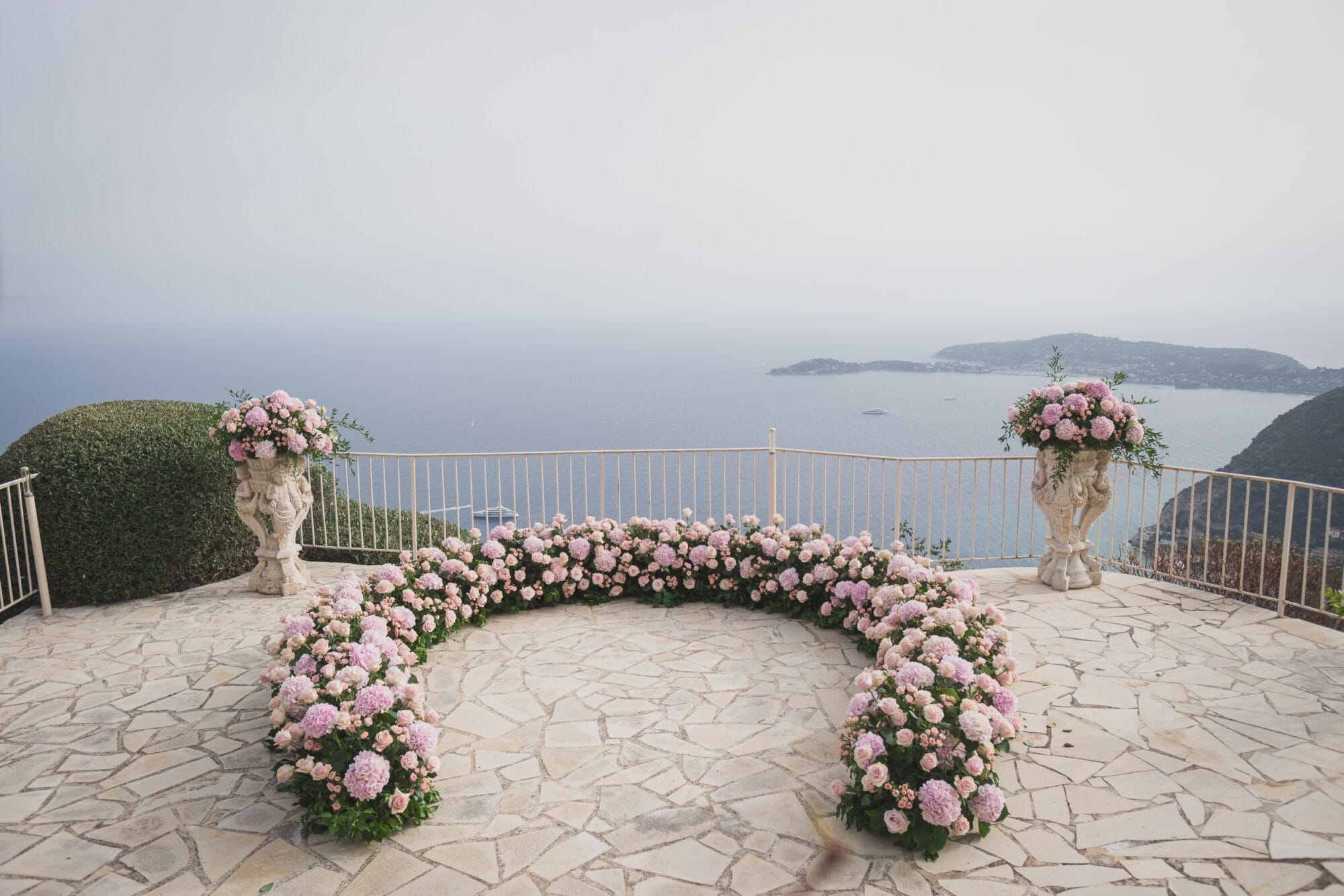 Luxury Proposal floral decoration examples Chateau Chevre d'Or French Riviera