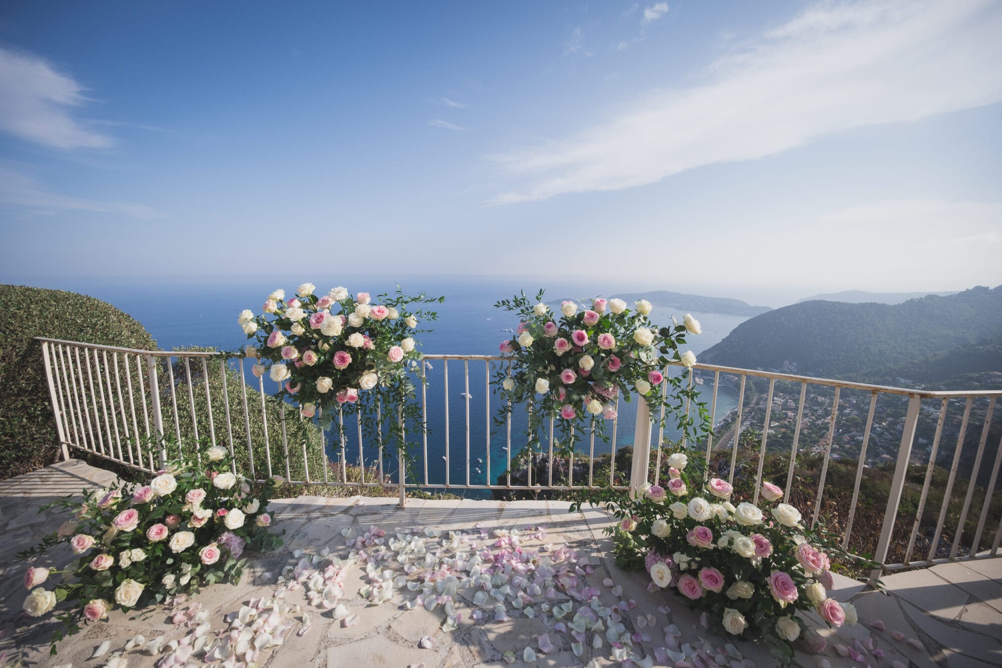 Luxury Proposal floral decoration examples Chateau Chevre d'Or French Riviera