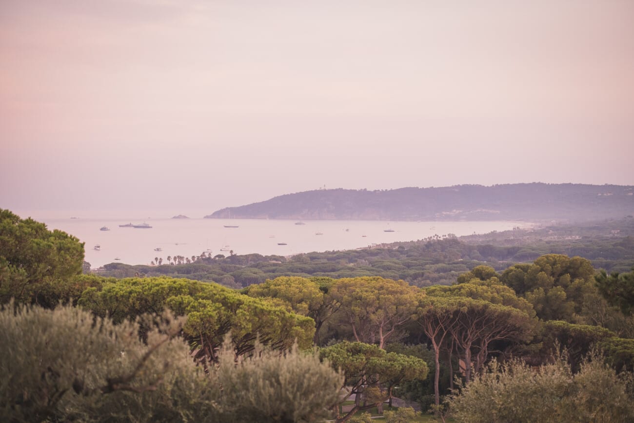 Saint-Tropez and Pampelonne beach at sunset