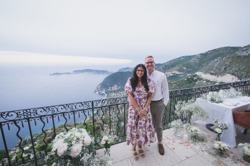 Magic Proposal overlooking the coastline 1 Chateau Eza Salon Royal Wedding proposal 1041