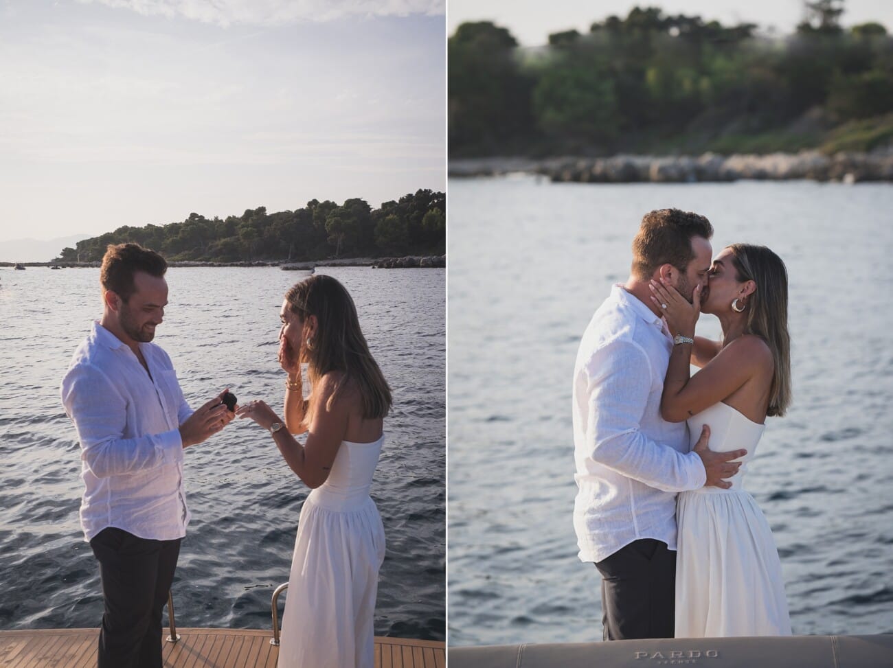 Cannes sunset Yacht Proposal 8 Cannes Yacht Proposal Celebration at sunset in between Lérins Island.
French Riviera proposal Photographer and French Riviera proposal Planner WildRoses
