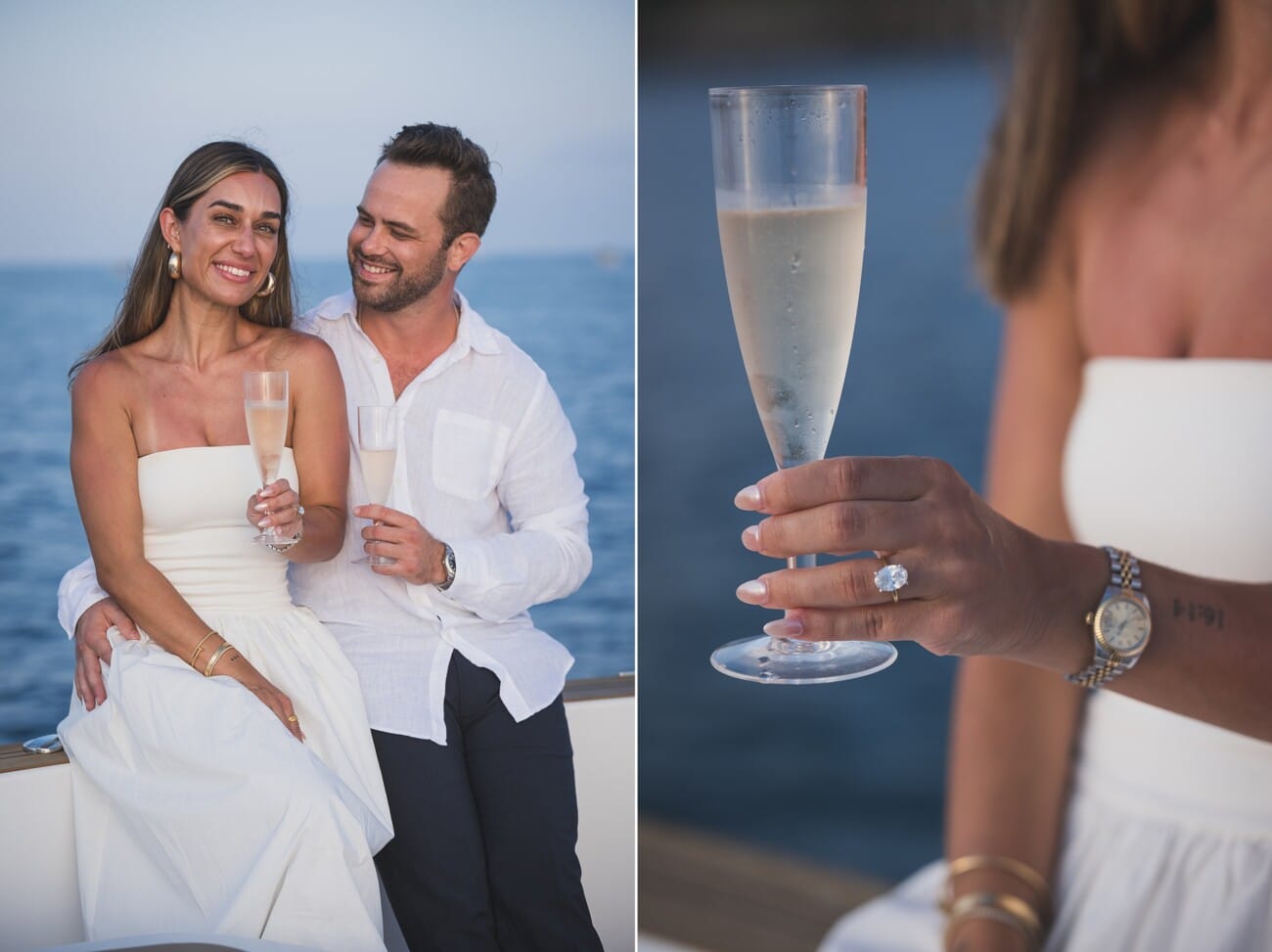 Cannes sunset Yacht Proposal 13 Cannes Yacht Proposal Celebration at sunset in between Lérins Island.
French Riviera proposal Photographer and French Riviera proposal Planner WildRoses