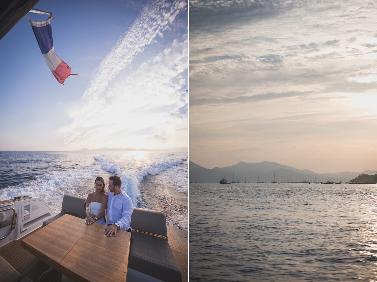 Cannes sunset Yacht Proposal 20 Cannes Yacht Proposal Celebration at sunset in between Lérins Island.
French Riviera proposal Photographer and French Riviera proposal Planner WildRoses