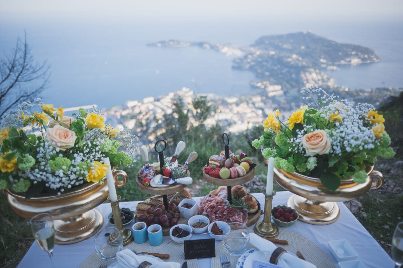 French Riviera intimate Yellow picnic proposal 18 French Riviera Intimate Proposal overlooking Saint-Jean-Cap-Ferrat from VilleFranche-sur-Mer hills.
Custom luxury picnic planned and photographed by WildRoses