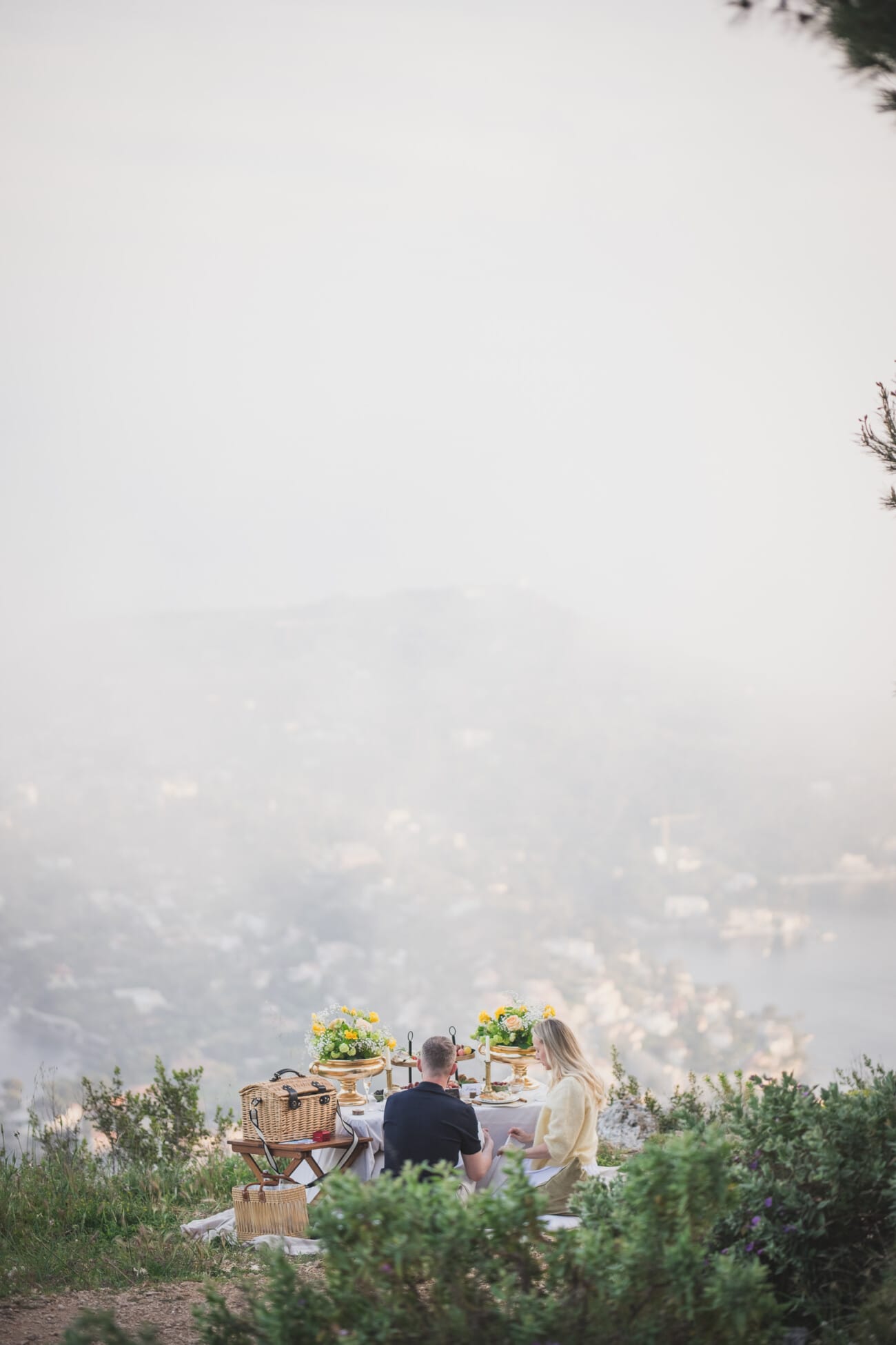 French Riviera intimate Yellow picnic proposal 22 French Riviera Intimate Proposal overlooking Saint-Jean-Cap-Ferrat from VilleFranche-sur-Mer hills.
Custom luxury picnic planned and photographed by WildRoses