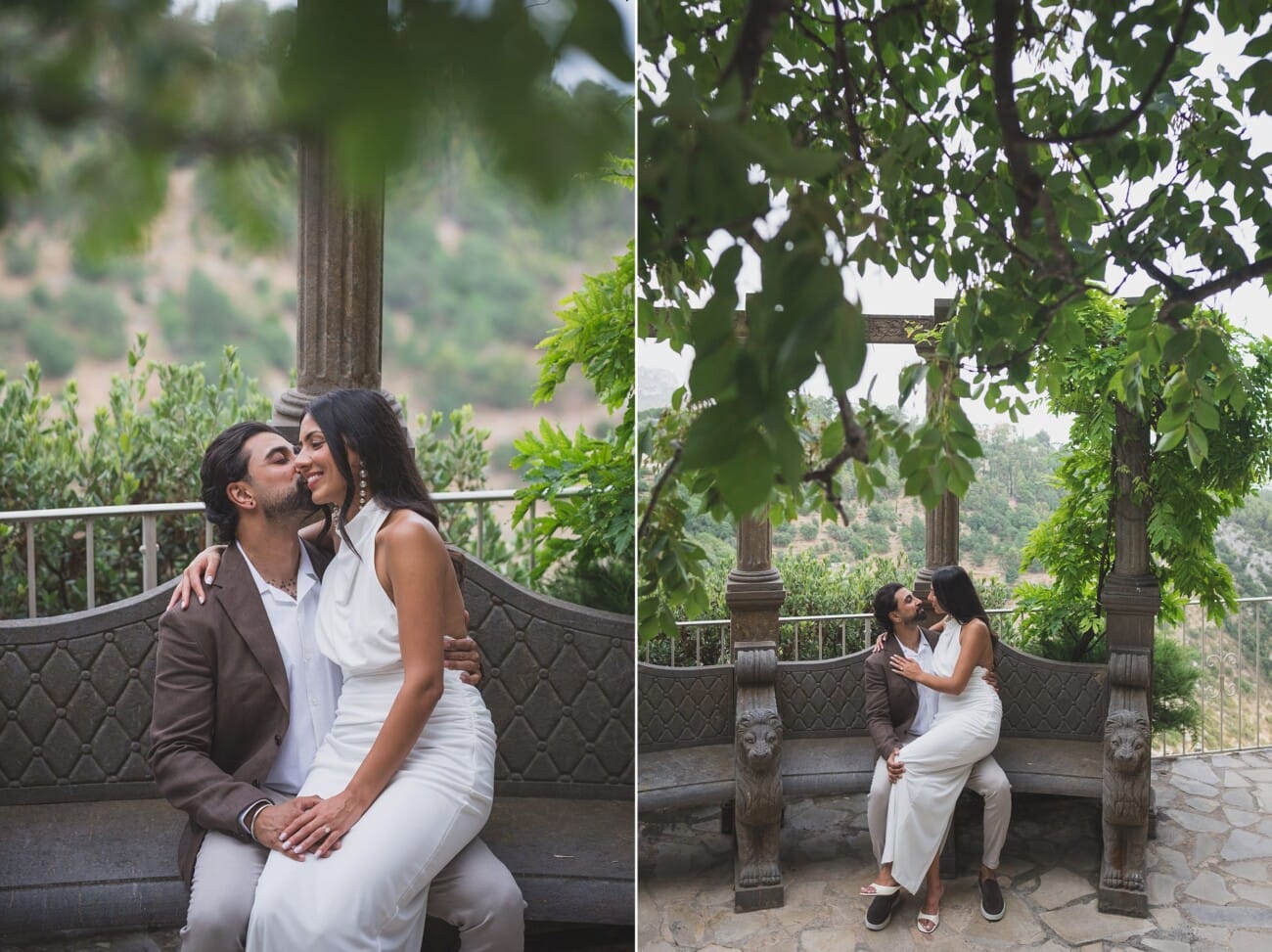 Chateau Chevre d'Or Eze, intimate couple pictures in the garden after their proposal.
French Riviera Proposal planning and Photography WildRoses