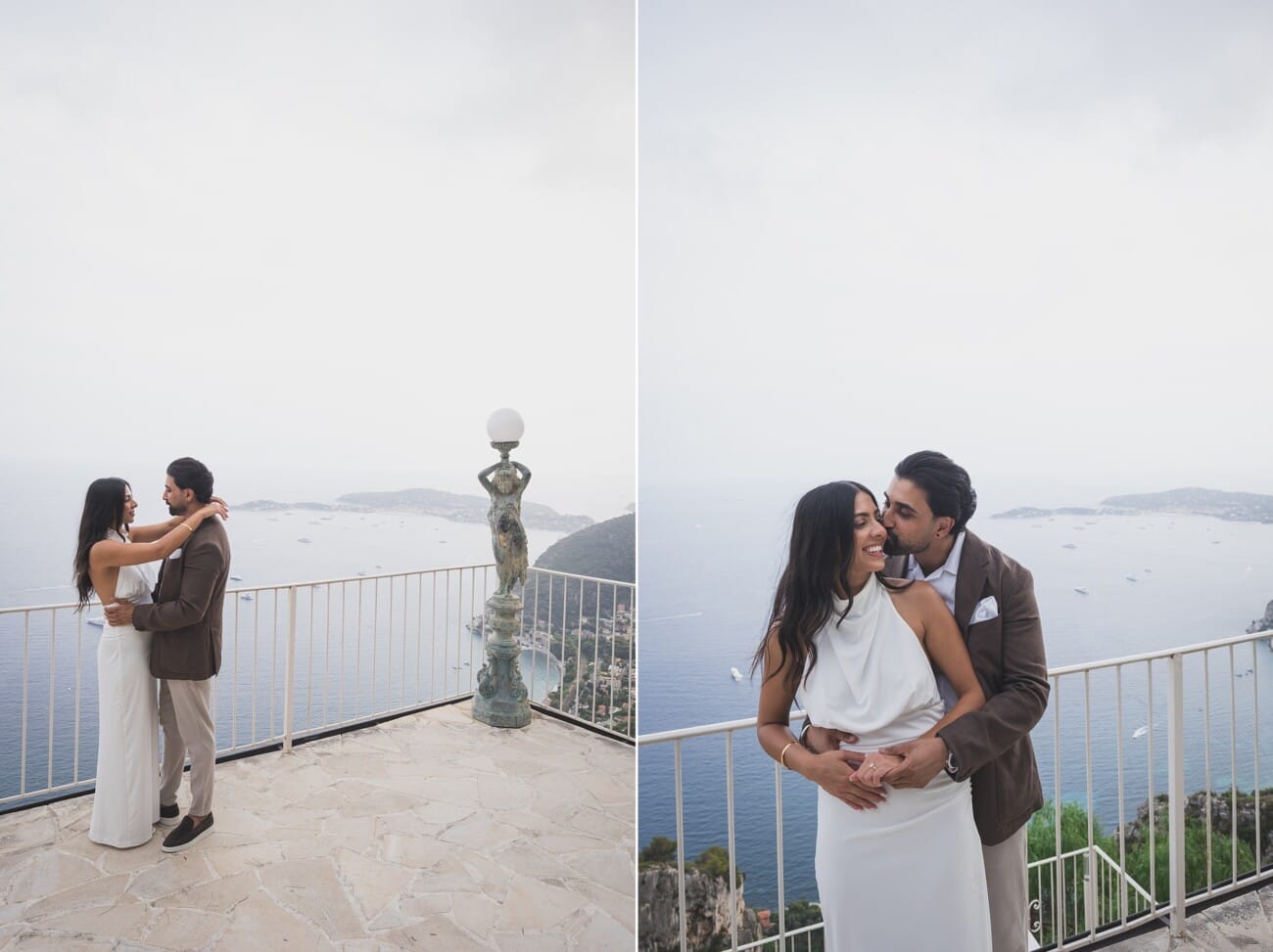 Chateau Chevre d'Or Eze, joyful couple pictures in the garden after their proposal.
French Riviera Proposal planning and Photography WildRoses