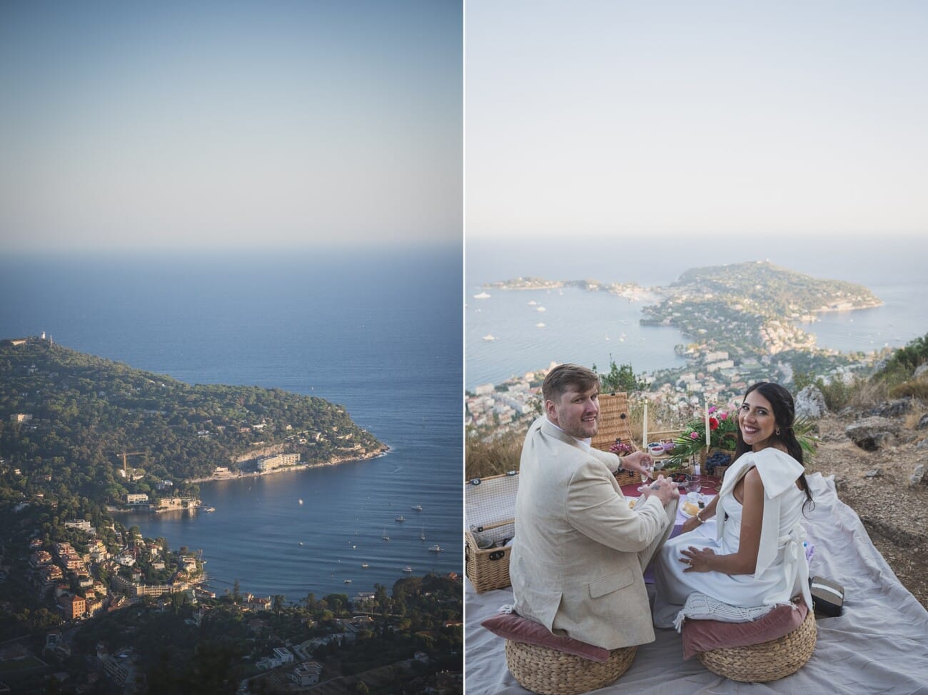 Above the Bay: An Intimate French Riviera Elopement on the Hillsides 24 crazy view of Saint-Jean-Cap-Ferrat for an intimate french riviera elopement.
Couple enjoying this special elopement dinner