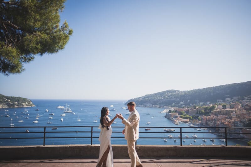 How to Plan an Intimate Elopement on the French Riviera? 1 French Riviera intimate Elopement vow exchange overlooking bay of Villefranche-sur-Mer