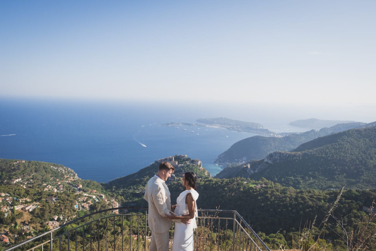 How to Plan an Intimate Elopement on the French Riviera? 20 Intimate sunset vow exchange overlooking Eze and the French Riviera in a secret place