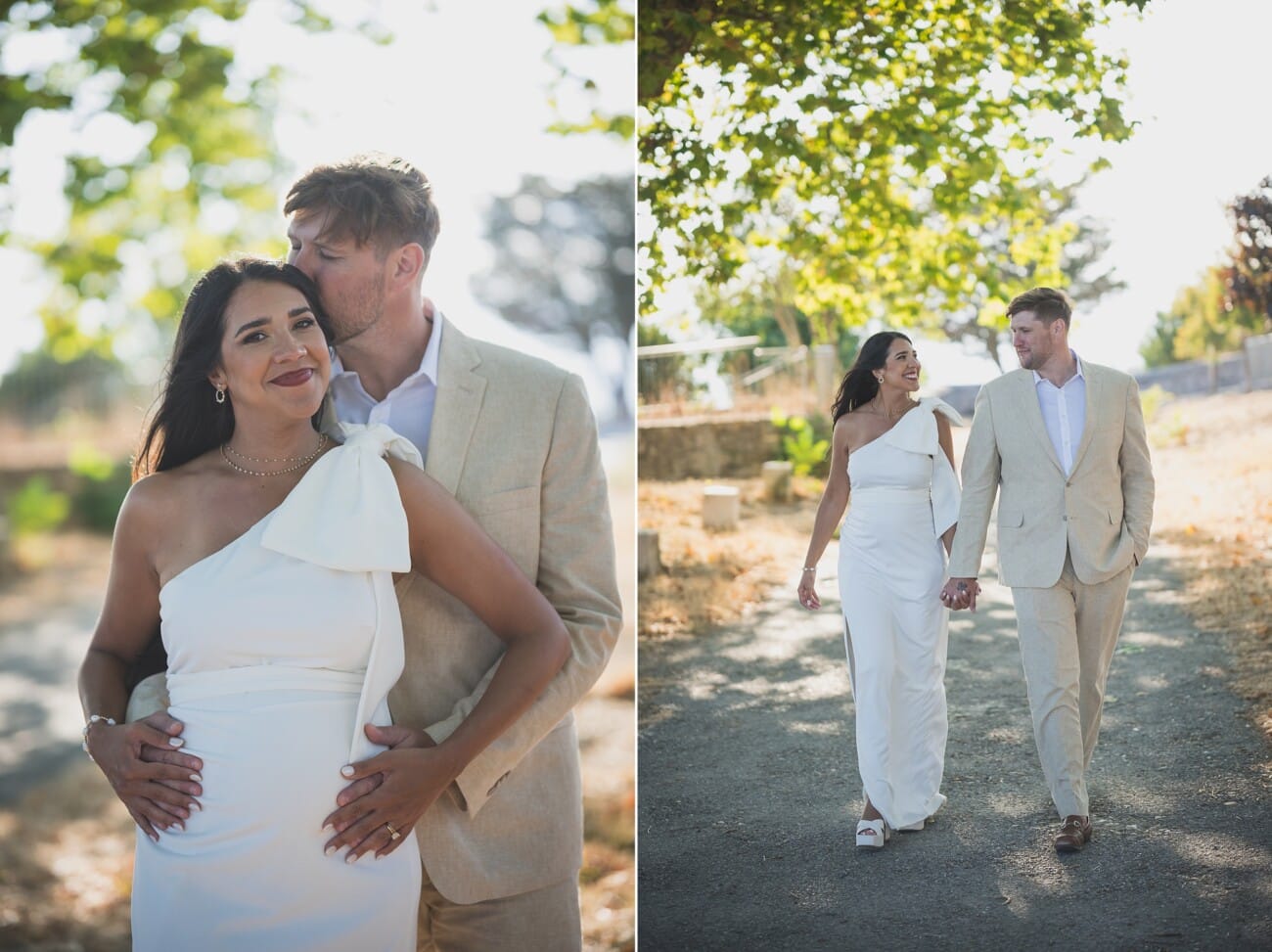 Above the Bay: An Intimate French Riviera Elopement on the Hillsides 15 Couple strolling under the tree during their French Riviera Elopement