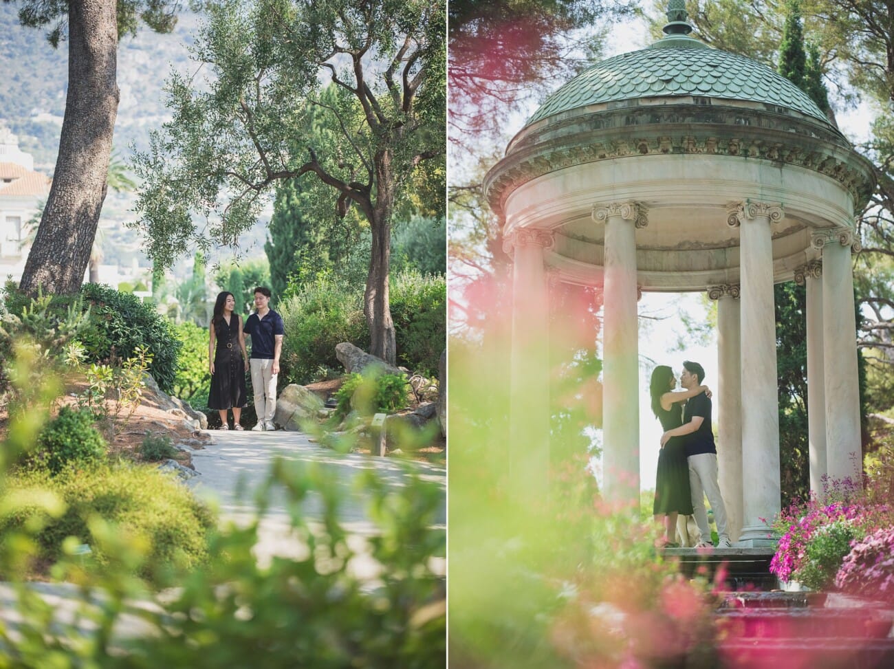 Intimate Morning Proposal at Villa Ephrussi de Rothschild 15 Villa Ephrussi Proposal couple under temple of love