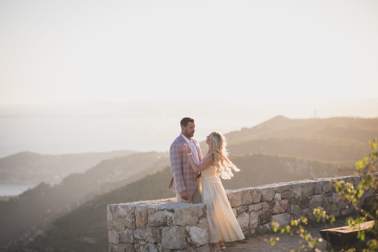 French Riviera fall proposal overlooking Eze and the coastline