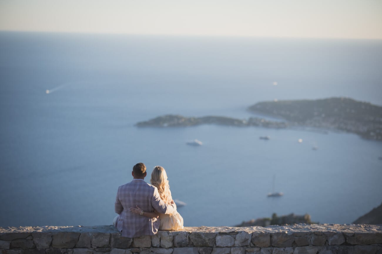 Hidden French Riviera fall proposal overlooking Eze and the coastline