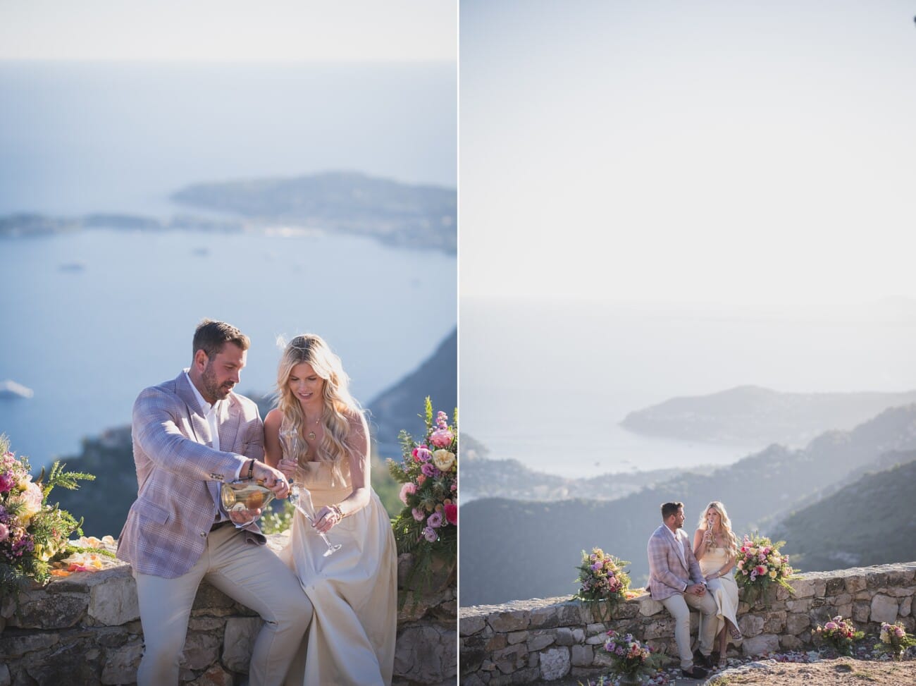 French Riviera fall proposal planning overlooking Eze and the coastline