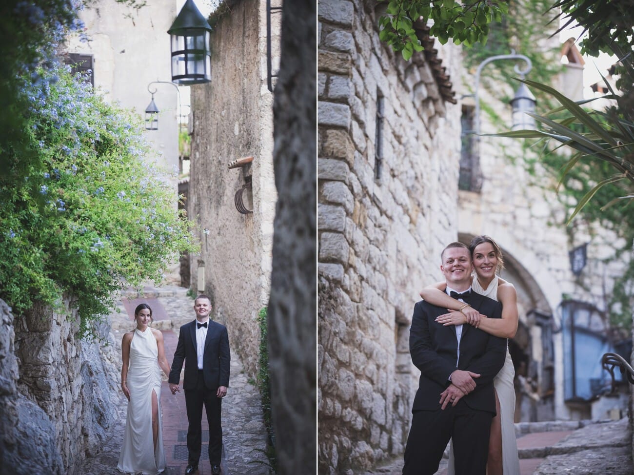 Evening portraits couple in empty streets of Eze village
Intimate french riviera Elopement at Chateau Eza 