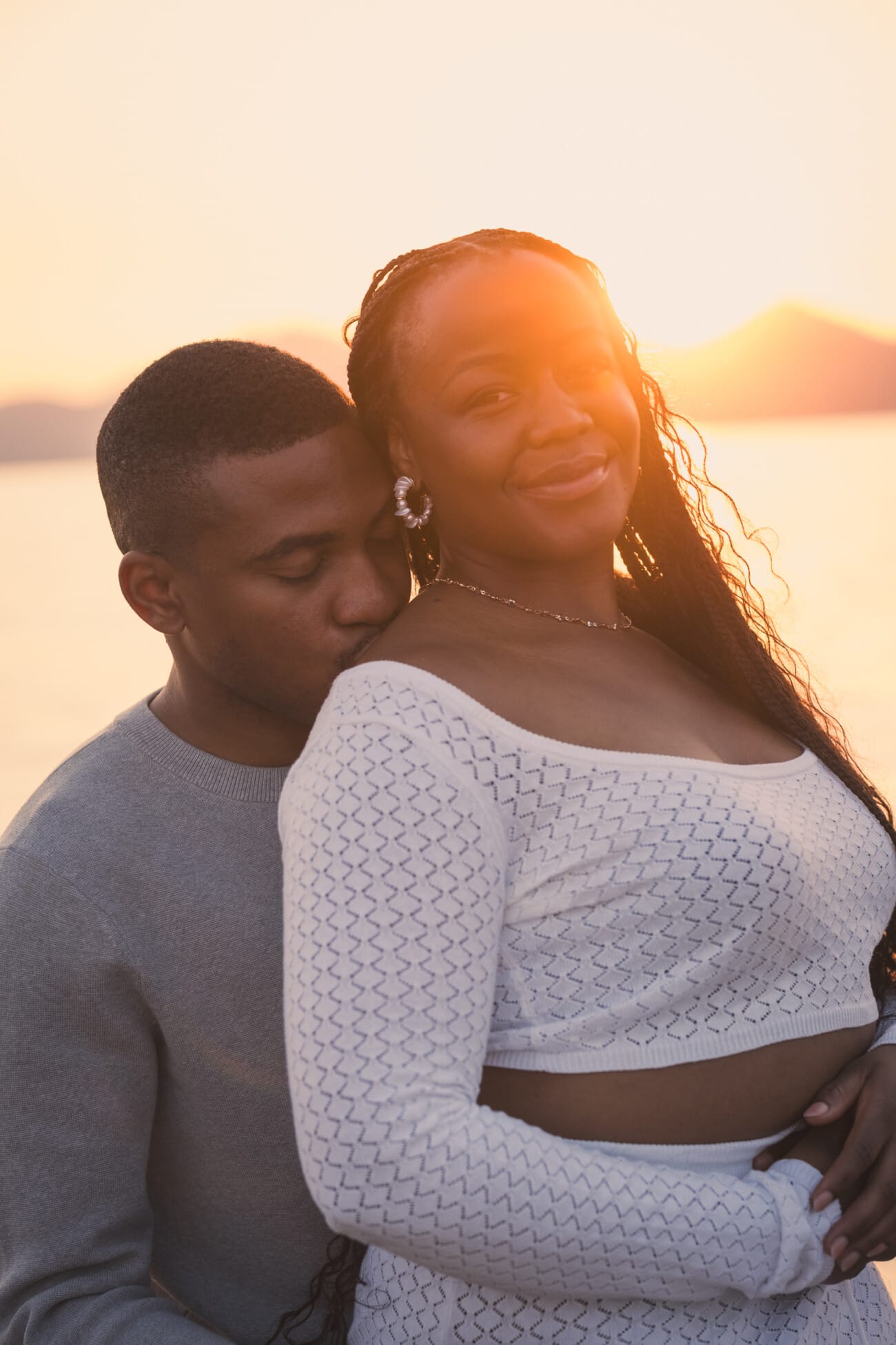 A Romantic Proposal on a Yacht between the Lérins Islands 24 Couple enjoying sunset by the sea, after an intimate French Riviera Yacht proposal near Cannes.
Planning and Photography by WildRoses Studio.