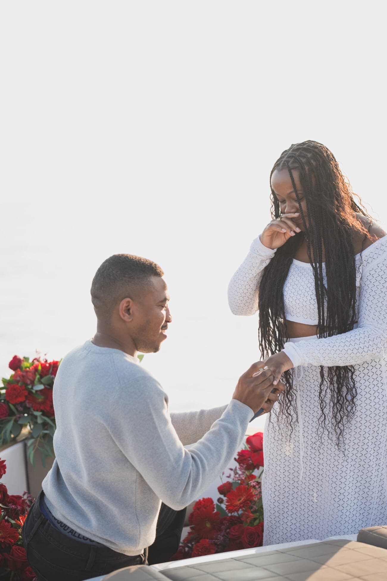 A Romantic Proposal on a Yacht between the Lérins Islands 10 Tears of Joy after getting engaged on a Yacht near Cannes.
French Riviera Proposal planning and Photography WildRoses Studio