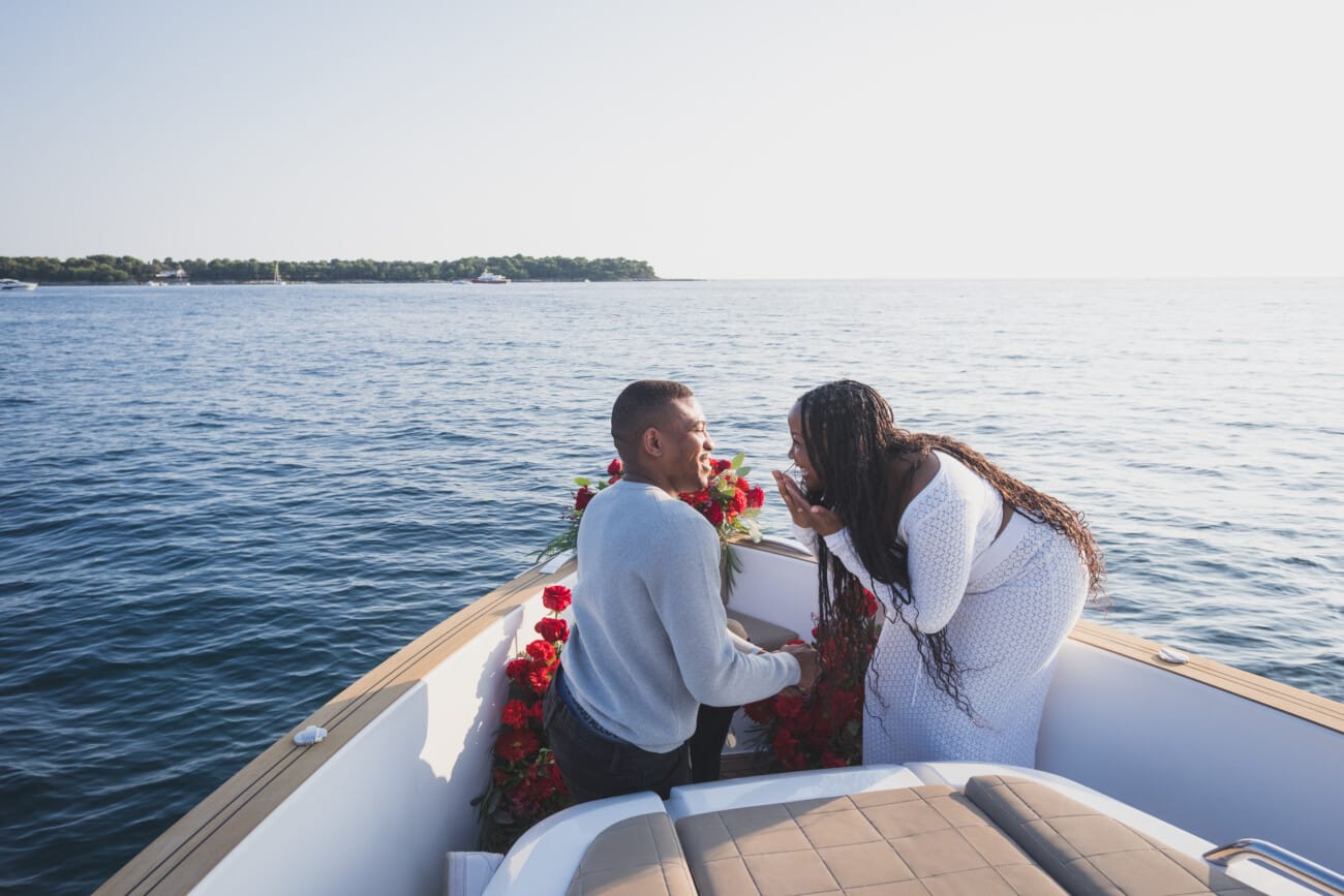 A Romantic Proposal on a Yacht between the Lérins Islands 6 Emotional reaction after her yacht proposal in Cannes on the French riviera
Proposal planning and Photography WildRoses Studio