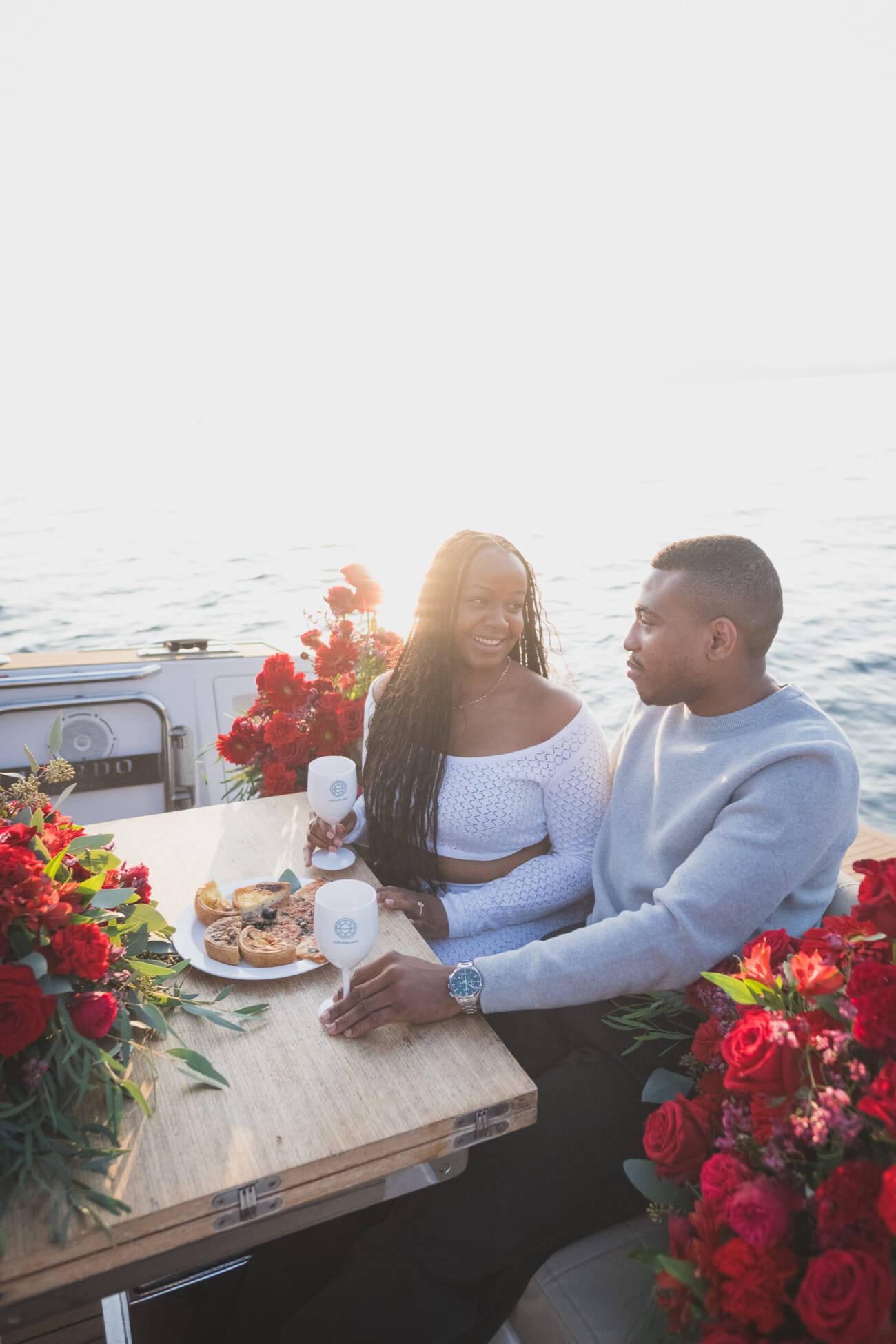 A Romantic Proposal on a Yacht between the Lérins Islands 22 Romantic yacht setting with flowers.
Cannes on the French Riviera Proposal planning and Photography WildRoses Studio