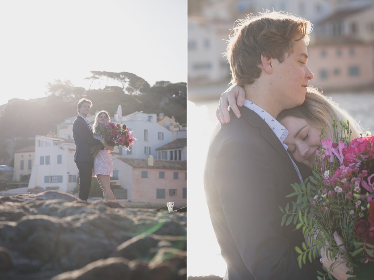 Sunrise Proposal an the beach: A Private Saint-Tropez Story 20 Saint Tropez early morning intimate proposal couple gentle seaside hug.
Planning and photography WildRoses