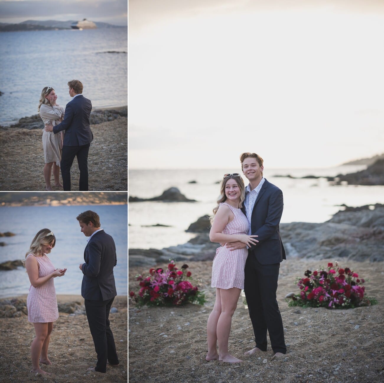 Sunrise Proposal an the beach: A Private Saint-Tropez Story 5 Saint Tropez early morning proposal planned on the beach with flowers and champagne at sunrise
Planning and photography WildRoses