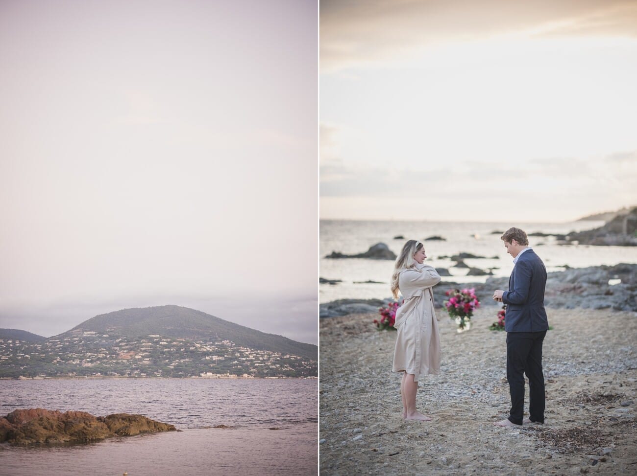 Sunrise Proposal an the beach: A Private Saint-Tropez Story 3 Saint Tropez early morning proposal planned on the beach with flowers and champagne at sunrise
Planning and photography WildRoses
