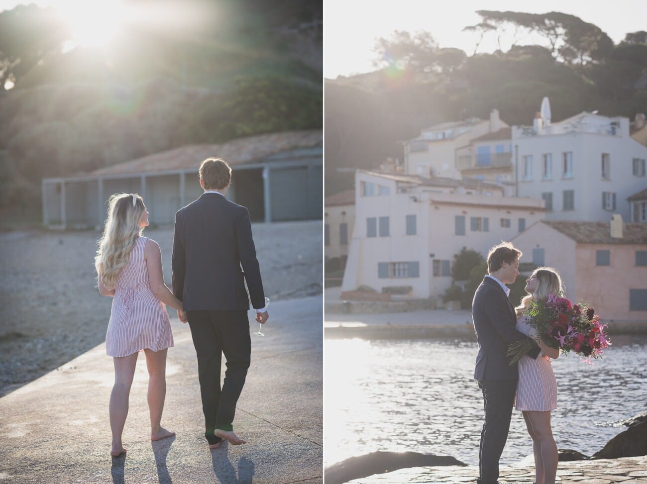 Sunrise Proposal an the beach: A Private Saint-Tropez Story 18 Saint Tropez early morning intimate proposal couple gentle hug.
Planning and photography WildRoses