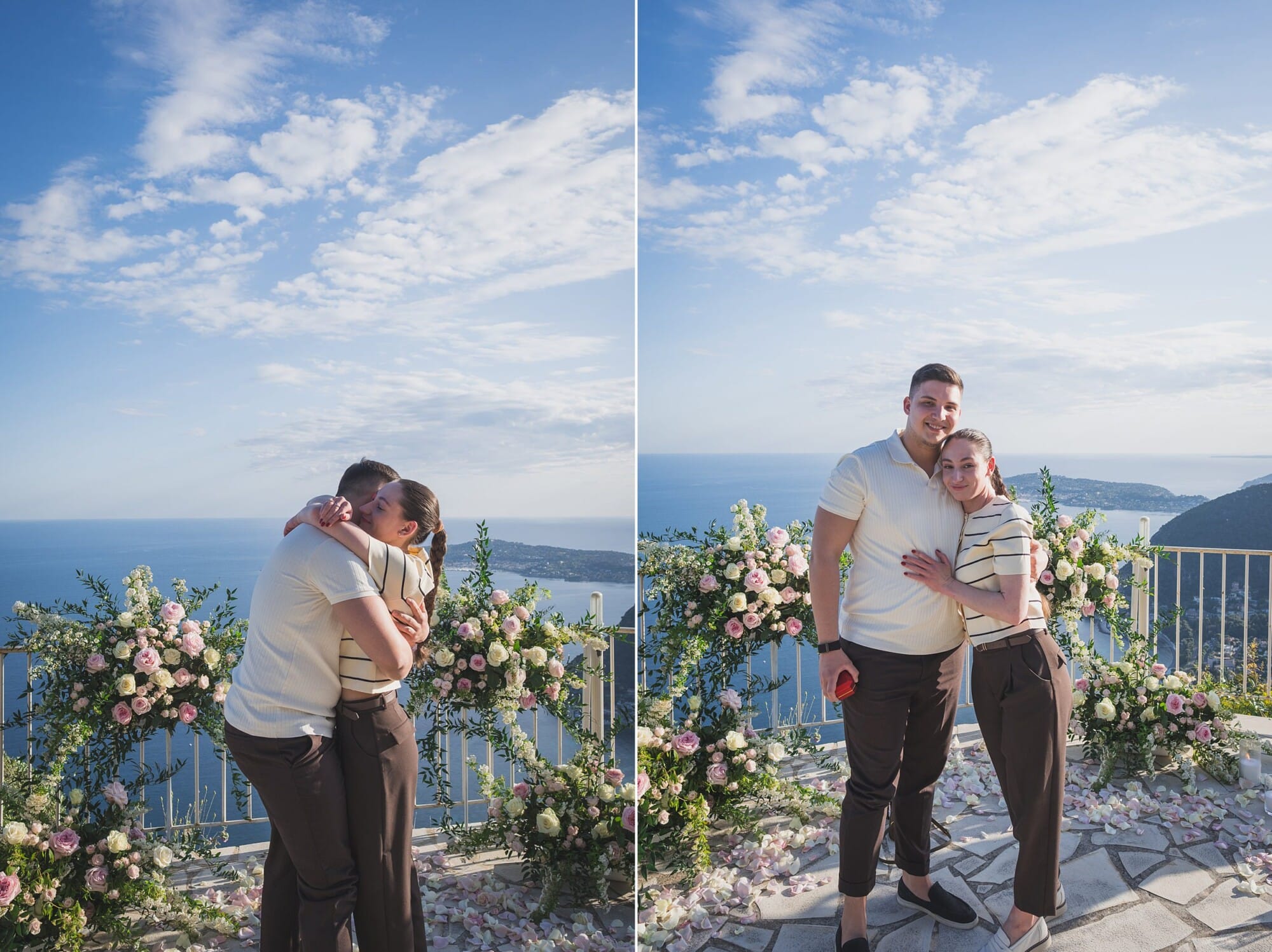 A Breathtaking Surprise Proposal at Château de la Chèvre d’Or, Eze | French Riviera 7 Eze Chateau Chevre d'or Proposal couple emotional moment after the yesProposal Planning & photography WildRoses