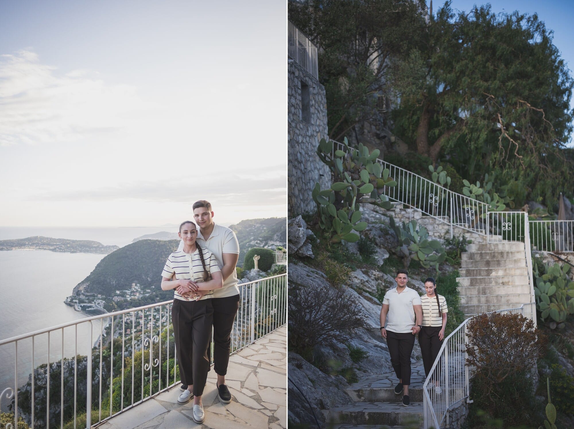 A Breathtaking Surprise Proposal at Château de la Chèvre d’Or, Eze | French Riviera 14 Eze Chateau Chevre d'or Proposal couple exploring the garden and viewProposal Planning & photography WildRoses