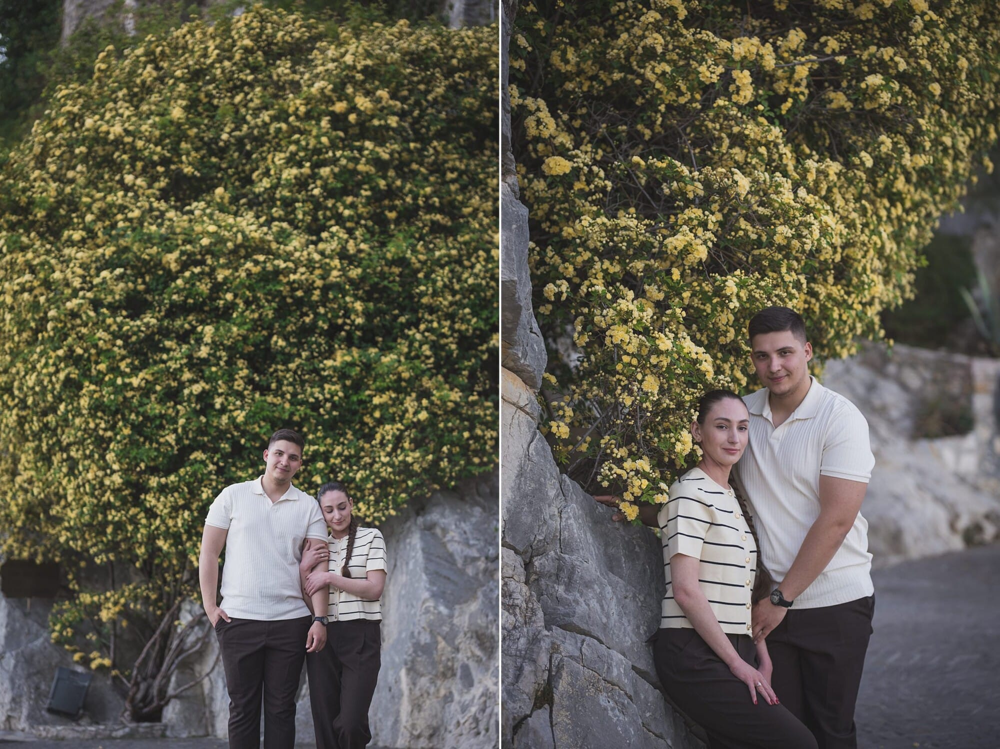 A Breathtaking Surprise Proposal at Château de la Chèvre d’Or, Eze | French Riviera 22 Eze Chateau Chevre d'or Proposal couple exploring the garden surrounded by banks rosesProposal Planning & photography WildRoses